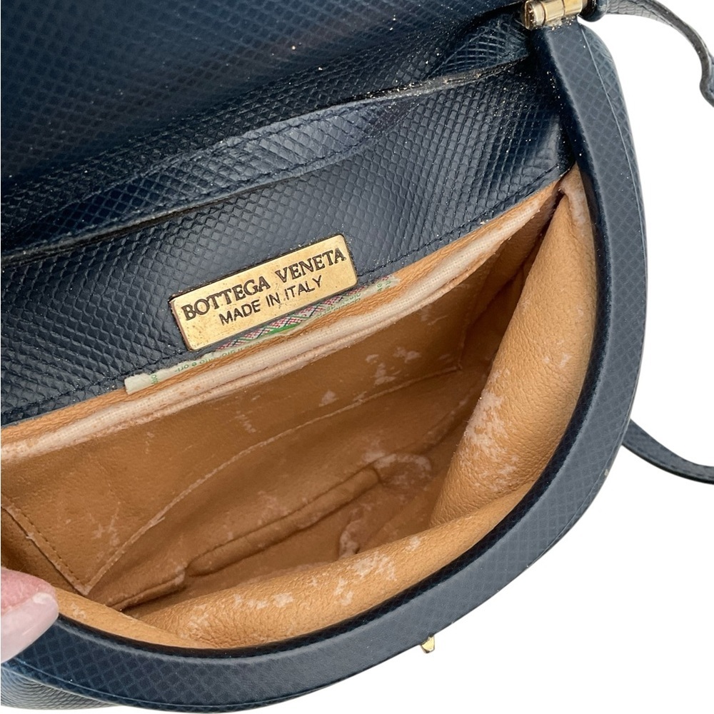 Vintage Bottega Veneta Blue Leather Crossbody AS IS w Dust Bag Mirror Italy - Picture 8 of 13